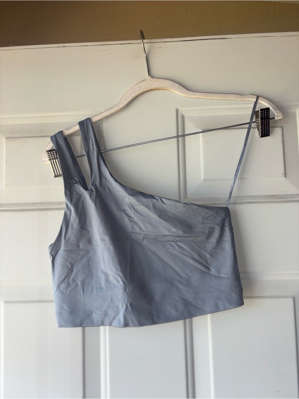 Fabletics gray one-shoulder midi bra size S